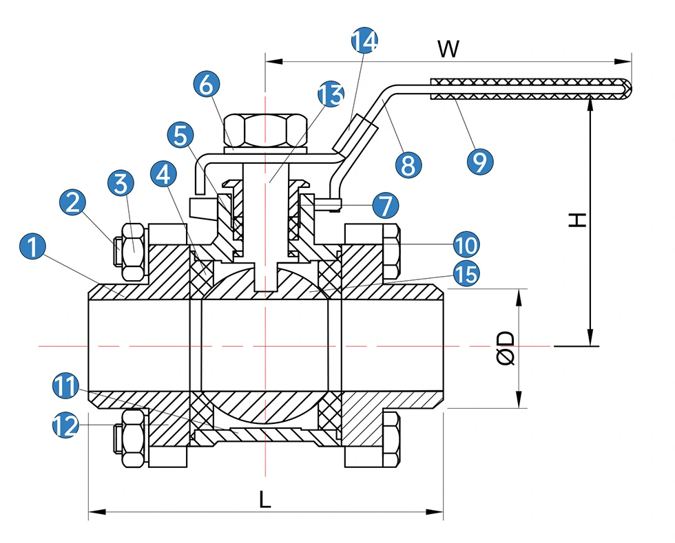 3PC Butt-welded Ends Stainless Steel Ball Valve